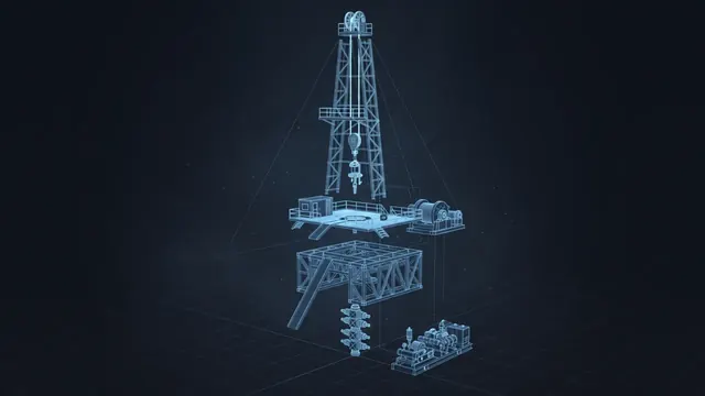 Drilling Rig Components – Every Major System, Labeled - 3D Wireframe Animation